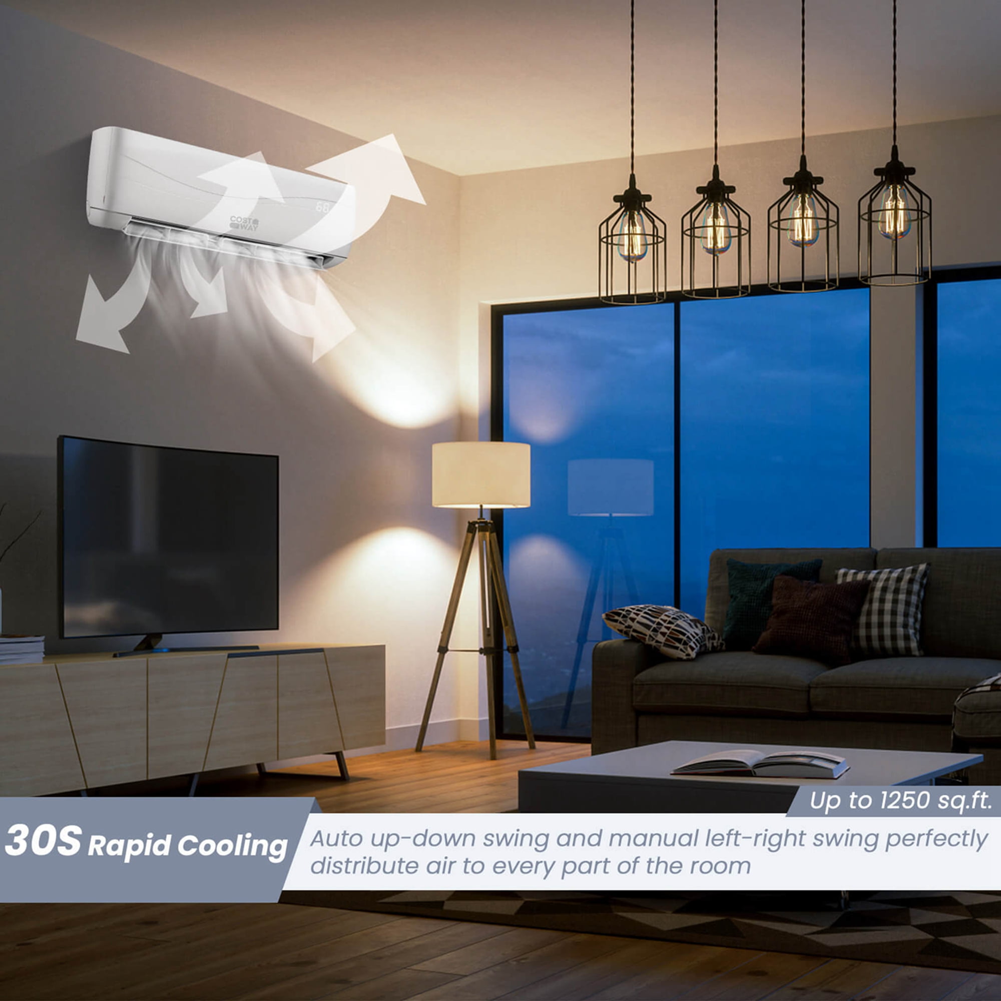 Costway 18000 BTU Mini Split Air Conditioner & Heater 19 SEER2 1250 Sq. Ft Coverage - Image 3