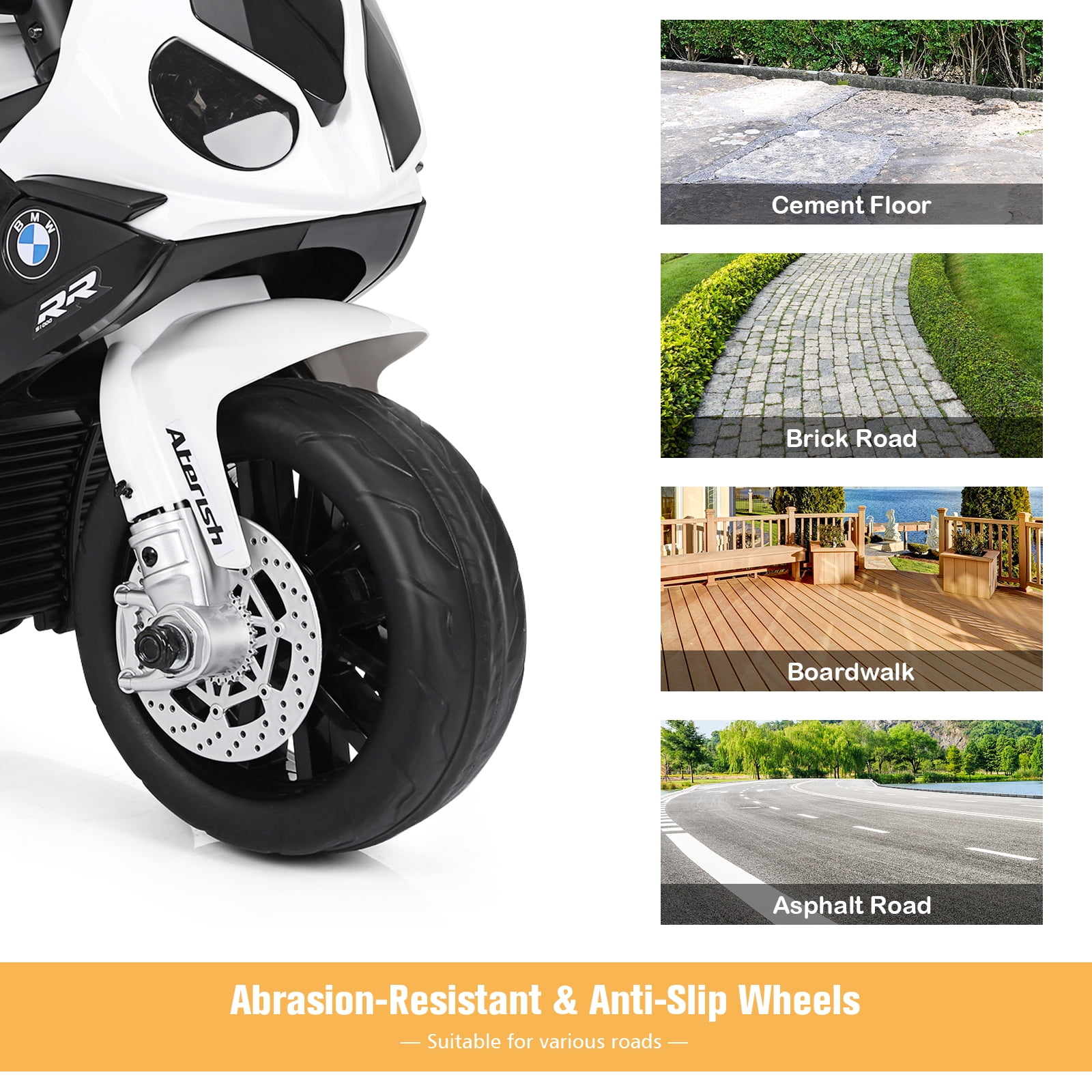 Costway Kids Ride On Motorcycle BMW Licensed 6V Electric 3 Wheels Bicycle Music & Light Black - Image 4