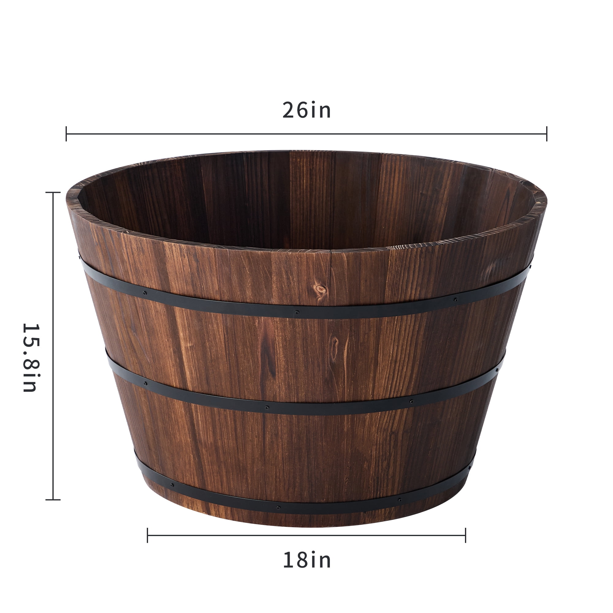Better Homes & Gardens 26 in Wood Whiskey Barrel Planter - Image 6