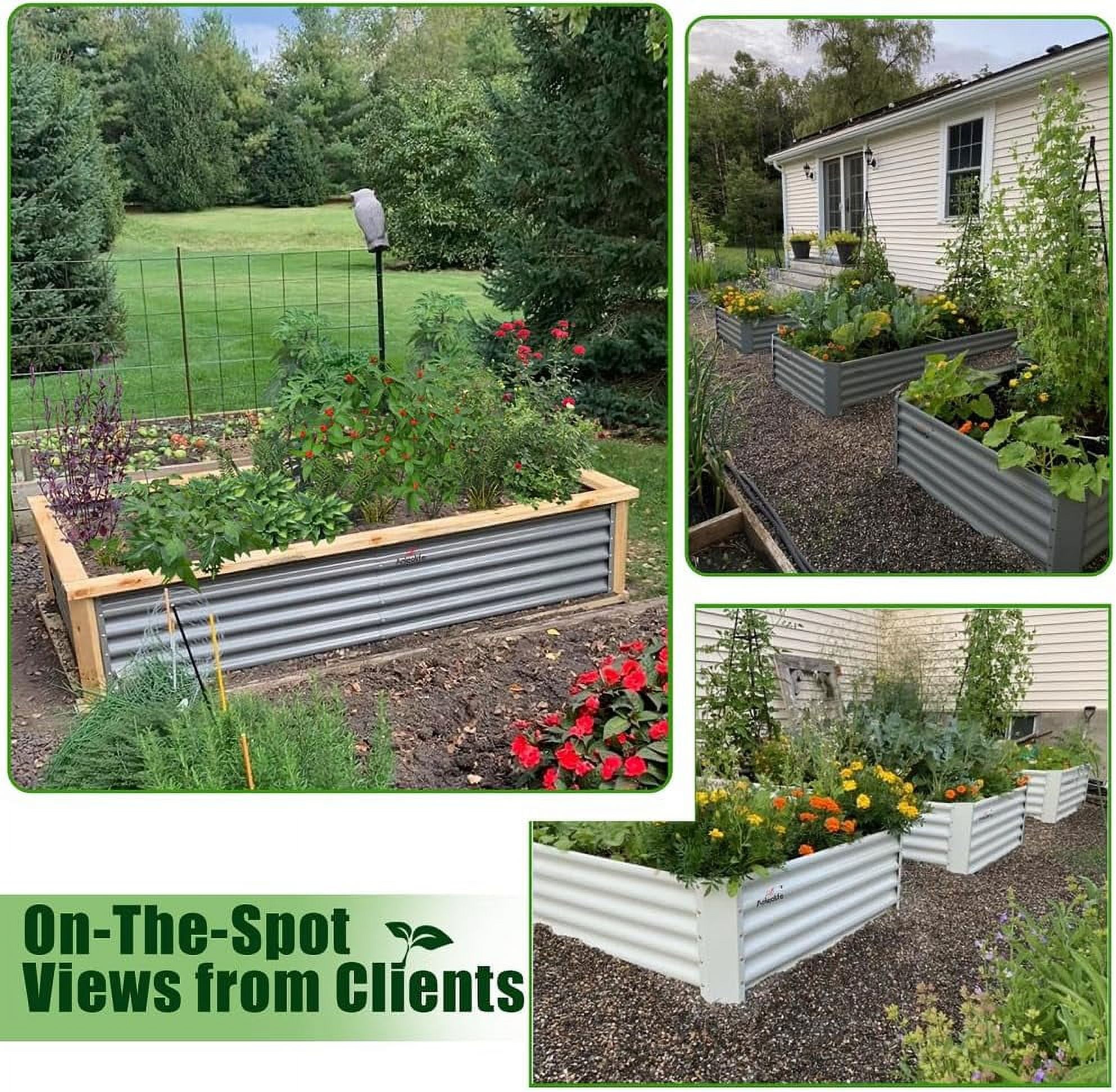 TRAMULL 2 Pack 8x3x1ft Metal Galvanized Raised Garden Bed for Vegetables Flowers Ground Planter Box (Gray) - Image 5