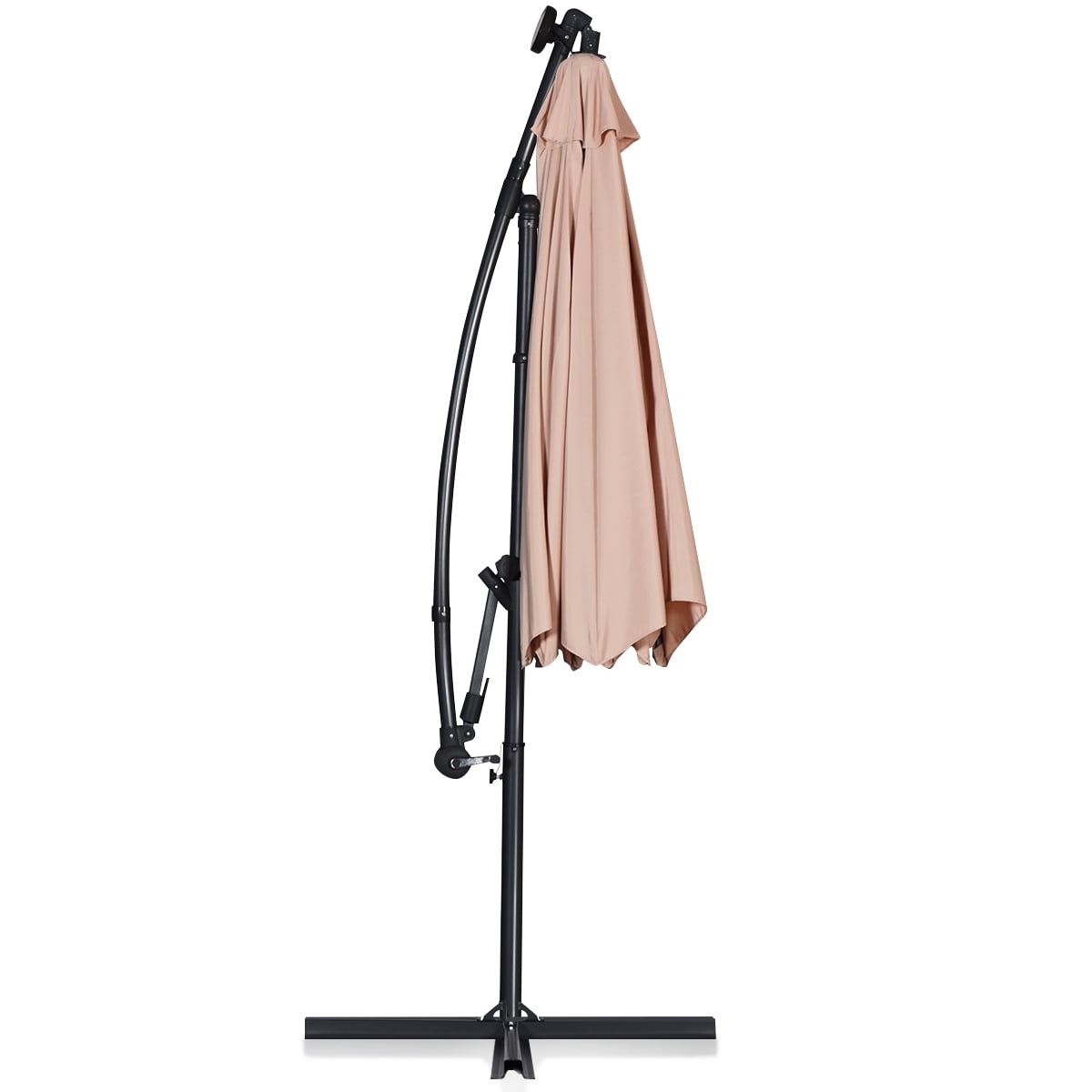 Costway 10FT Patio Umbrella Solar Powered LED 360degrees Rotation Beige - Image 4