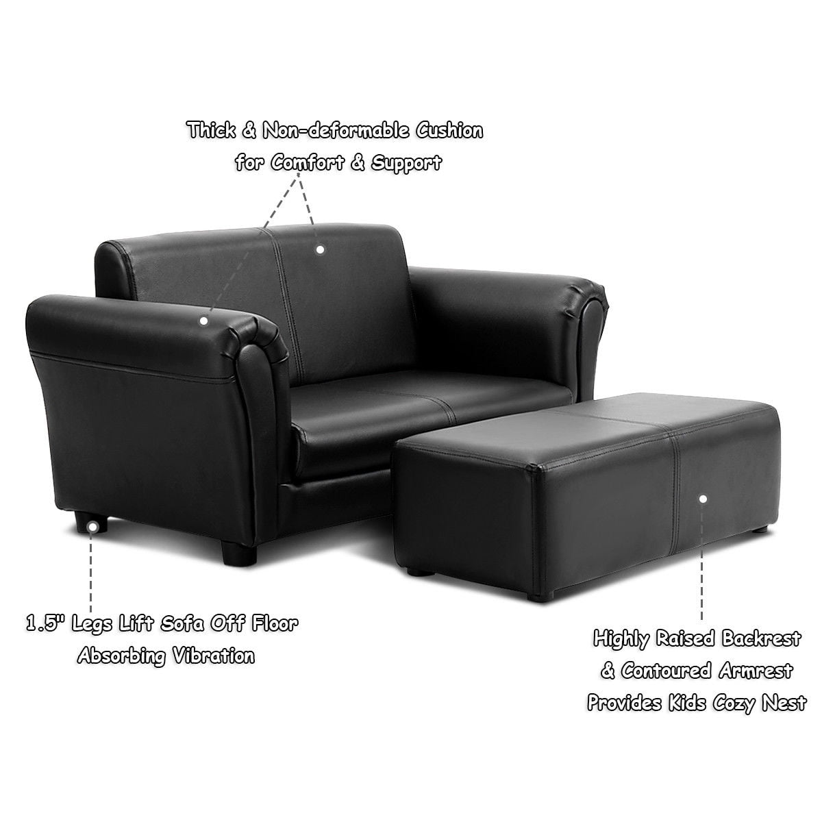Costway Kids Sofa Armrest Chair Couch Lounge in Black - Image 6