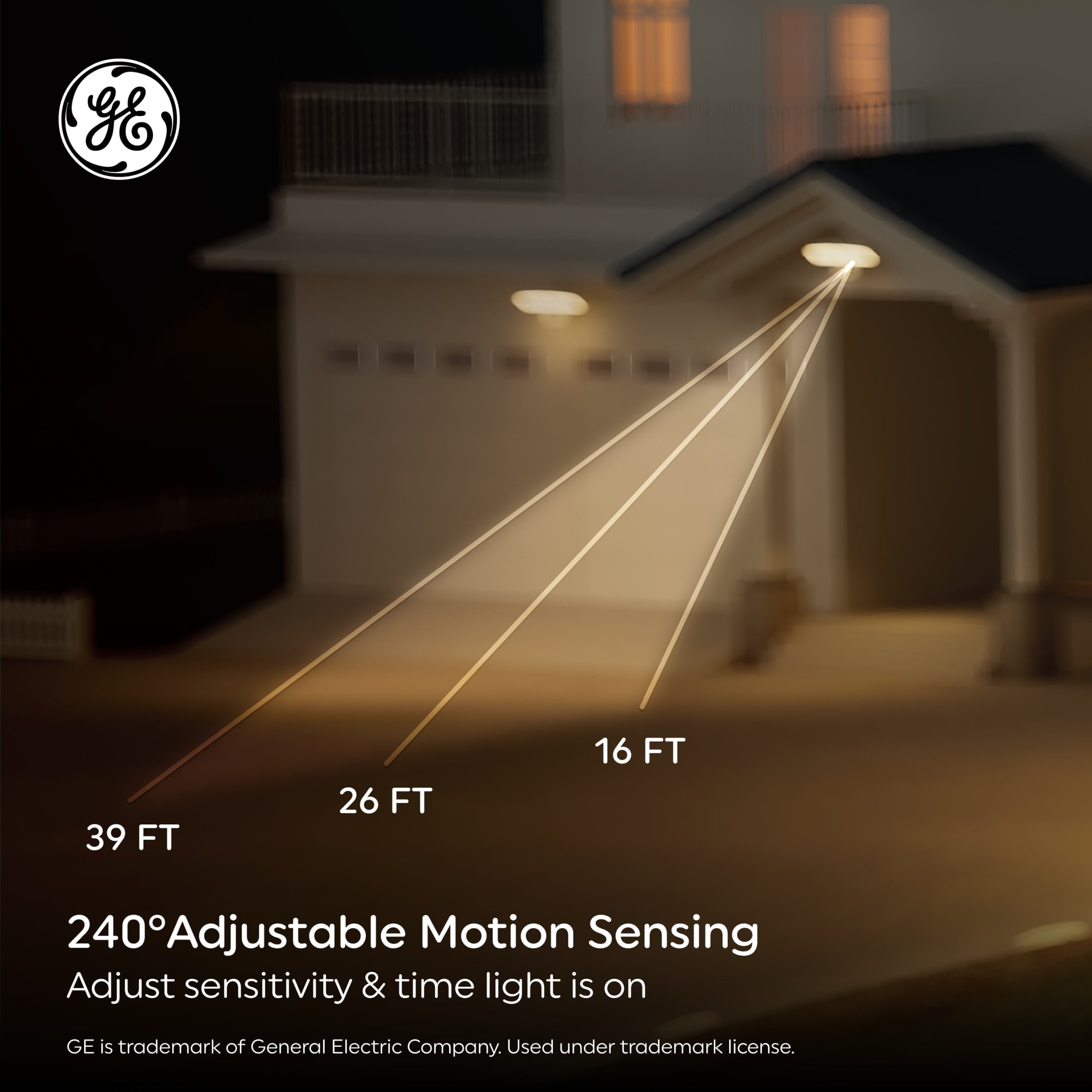 GE Outdoor Security LED Floodlights, Adjustable 2-Head Light with Motion & Dusk to Dawn Sensor, Hardwired, 3500 Lumens - Image 6