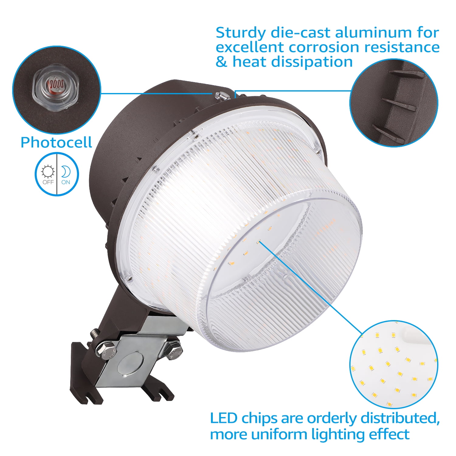 2 Pack LED Barn Light, Dusk to Dawn Flood with Photocell, Outdoor Security Area Lights Lighting, ETL & FCC Listed, IP65 Waterproof, Aluminum Housing, 110-277V, 3000K Warm White - Image 4