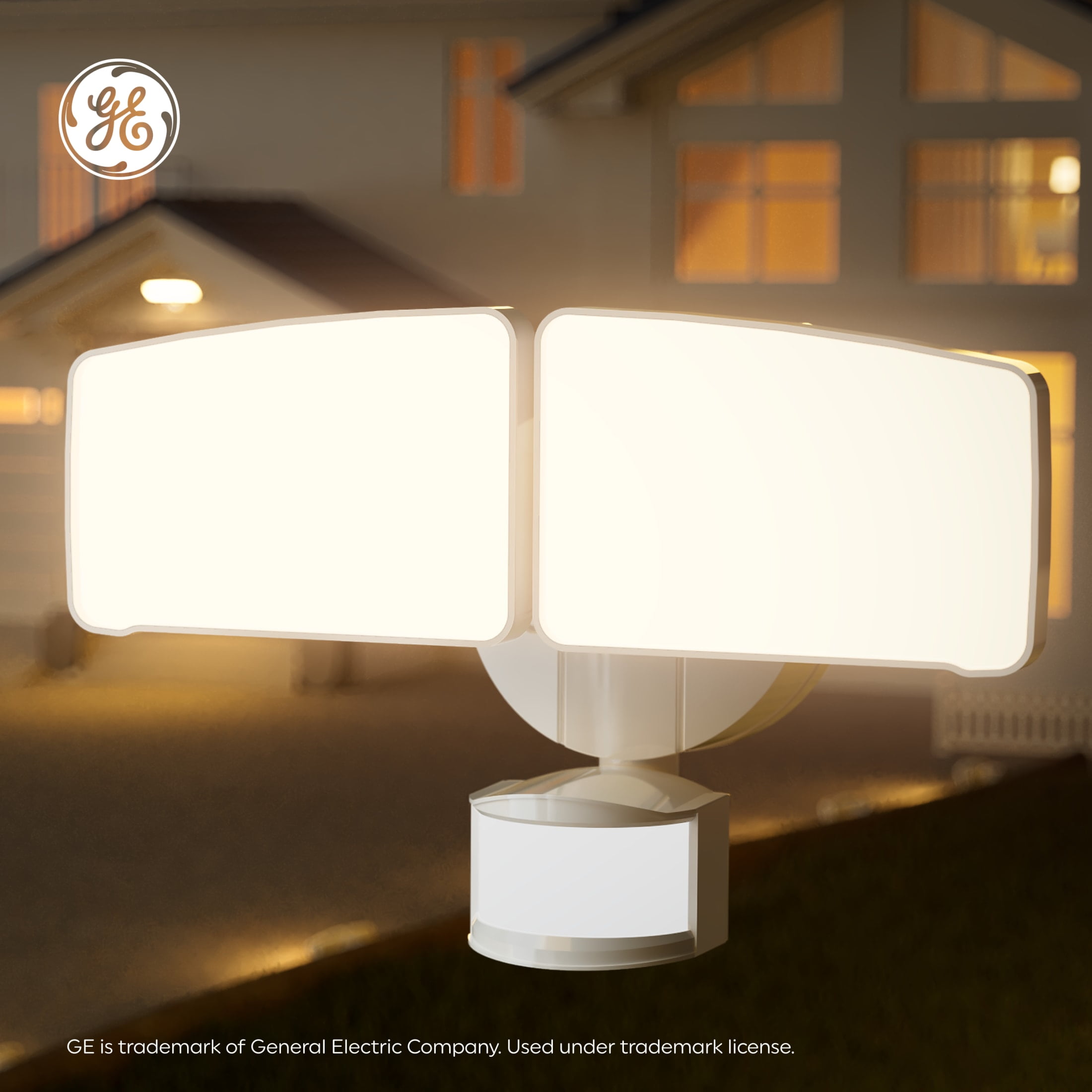 GE Outdoor Security LED Floodlights, Adjustable 2-Head Light with Motion & Dusk to Dawn Sensor, Hardwired, 3500 Lumens - Image 7