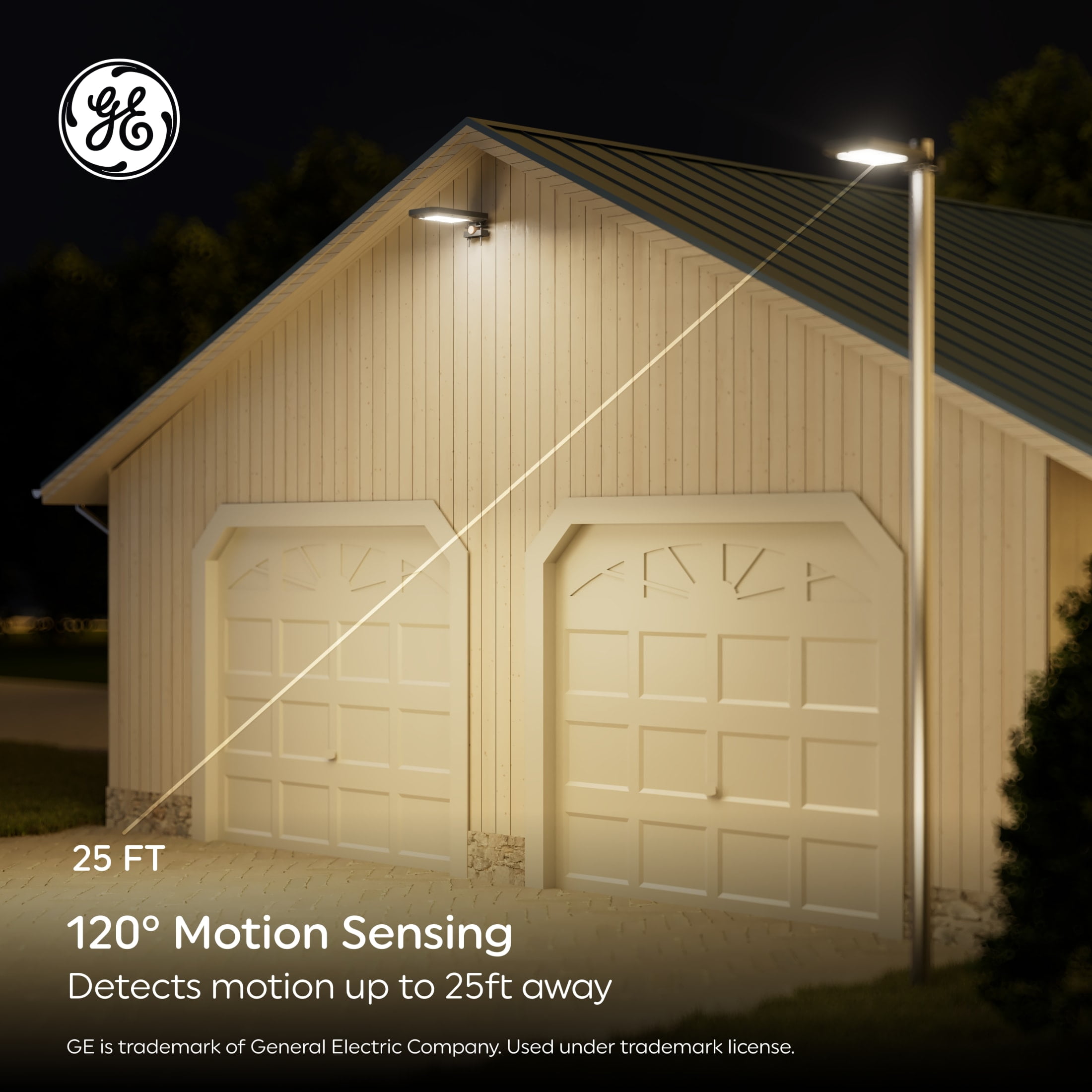 GE Outdoor Security LED Street Light, Adjustable Lights with Motion & Dusk to Dawn Sensor, Solar Light, 5000 Lumens - Image 2