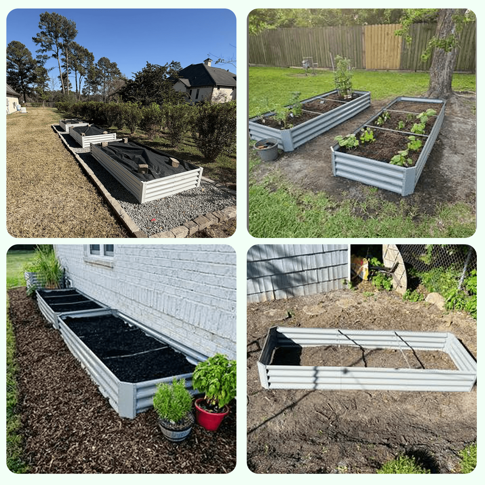 TRAMULL 2 Pack 8x3x1ft Metal Galvanized Raised Garden Bed for Vegetables Flowers Ground Planter Box (Gray) - Image 2