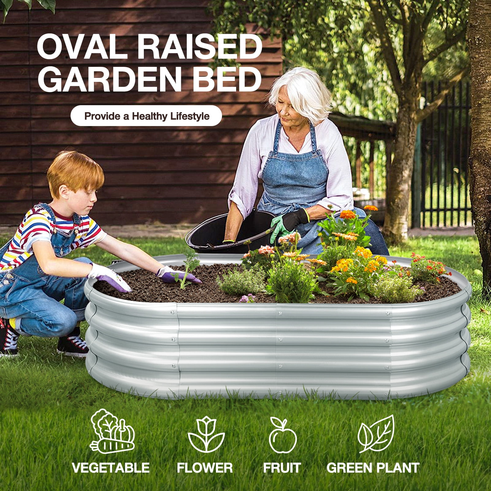 Livhil 2pcs Galvanized Raised Garden Bed, 4ft (L) x2ft (W) x1ft (H) Outdoor Garden Planters, Galvanized Raised Planters Silver,Not Wood - Image 3