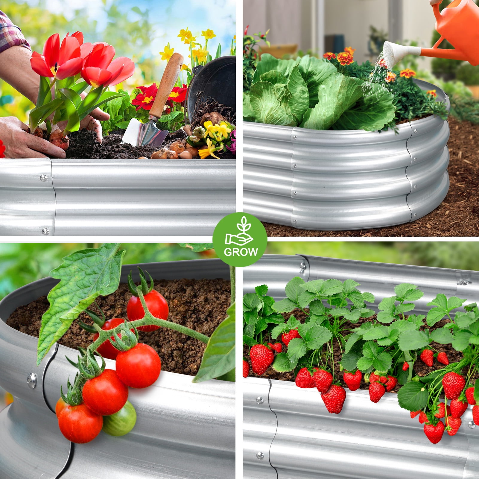 Livhil 2pcs Galvanized Raised Garden Bed, 4ft (L) x2ft (W) x1ft (H) Outdoor Garden Planters, Galvanized Raised Planters Silver,Not Wood - Image 4
