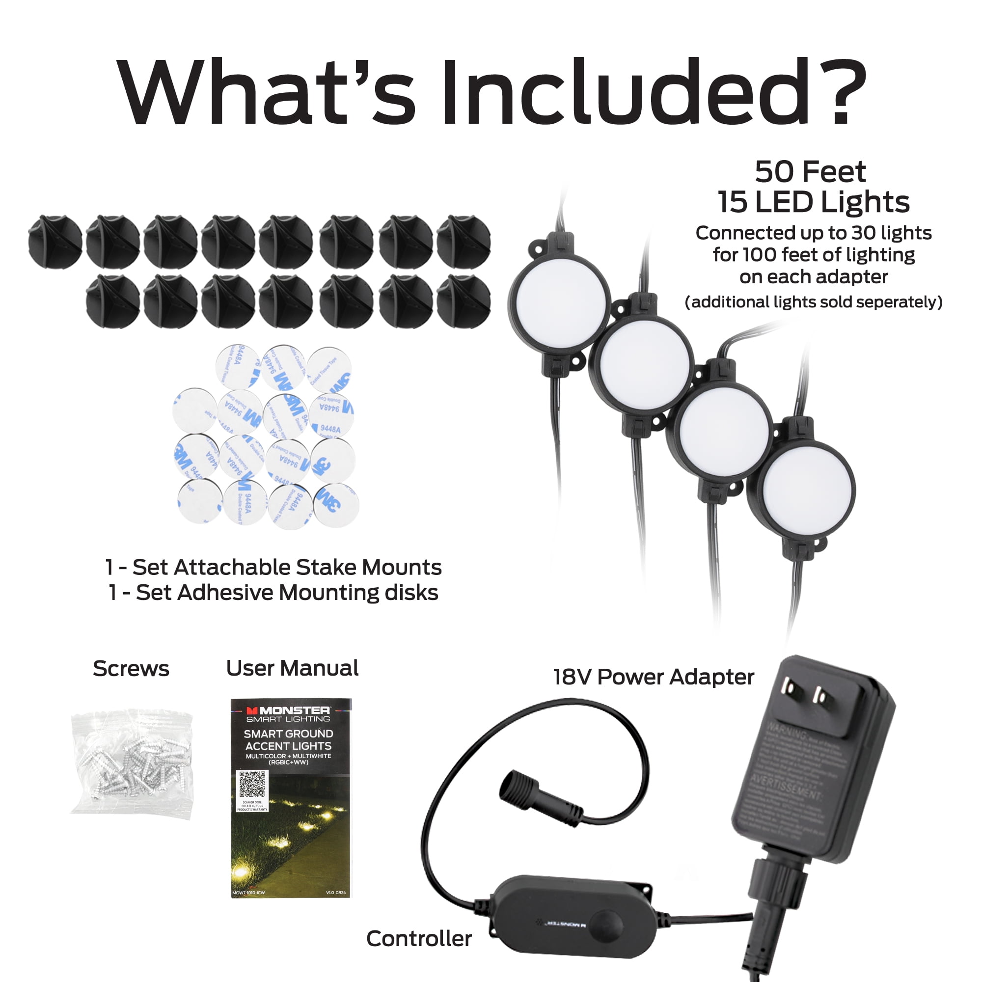 Monster Smart Lighting Outdoor Ground Lights, RGBICWW Multicolor Accent LED Yard Lights, for Christmas, Halloween, Party, Gameday and More, 50 ft - Image 7