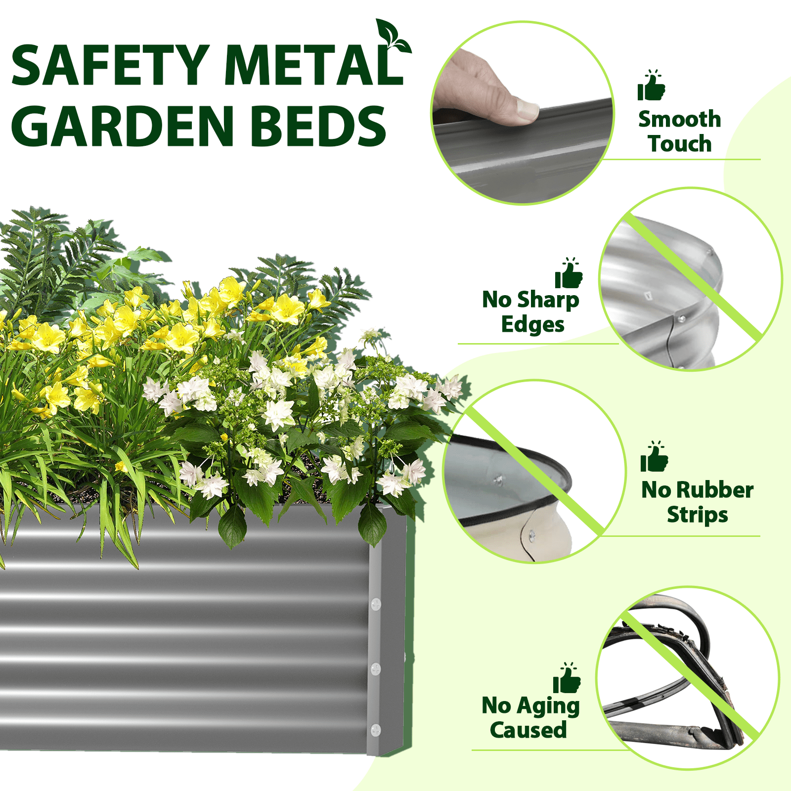 TRAMULL 2 Pack 8x3x1ft Metal Galvanized Raised Garden Bed for Vegetables Flowers Ground Planter Box (Gray) - Image 7