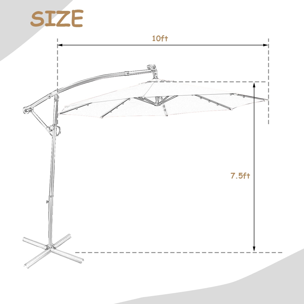 Costway 10FT Patio Umbrella Solar Powered LED 360degrees Rotation Beige - Image 10
