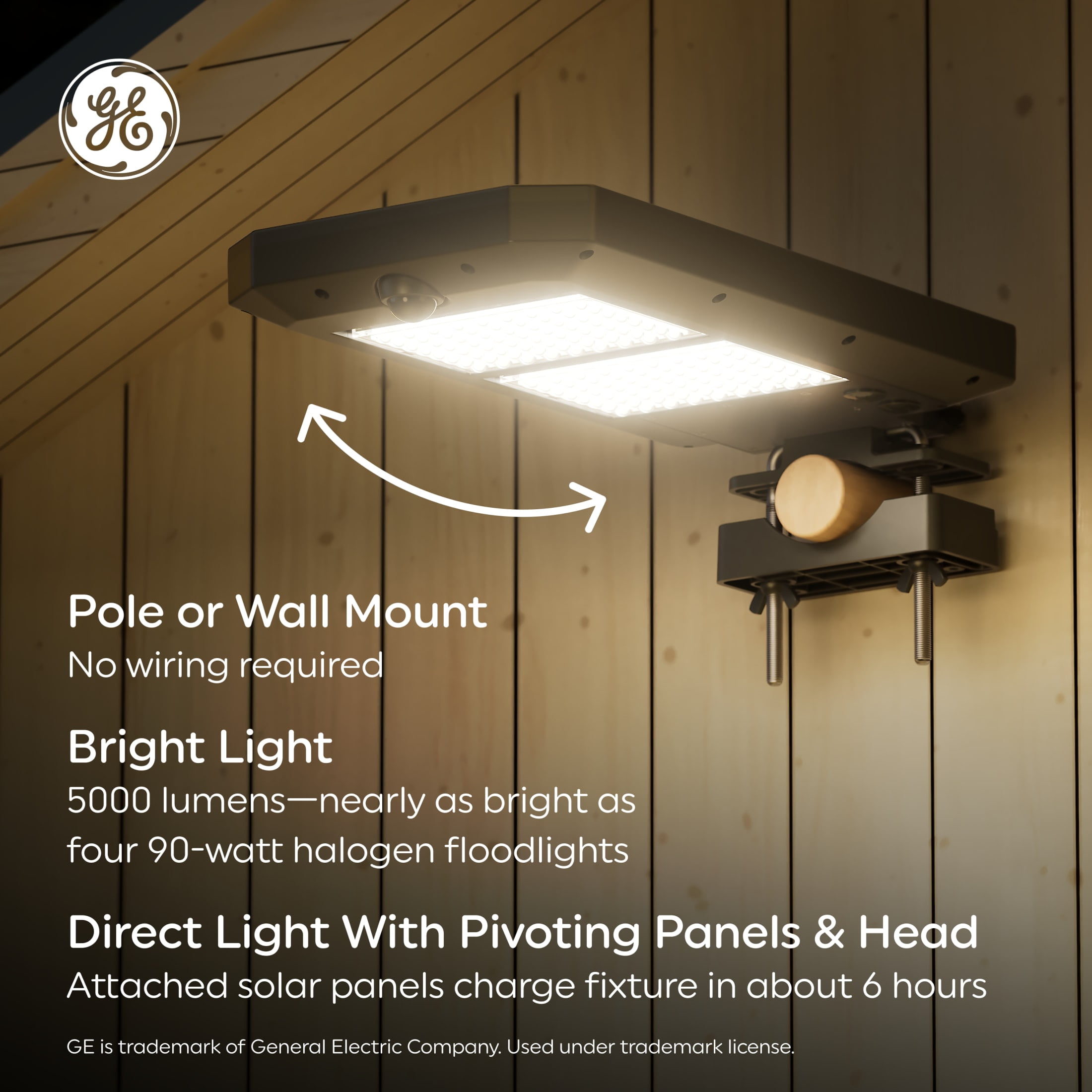 GE Outdoor Security LED Street Light, Adjustable Lights with Motion & Dusk to Dawn Sensor, Solar Light, 5000 Lumens - Image 10