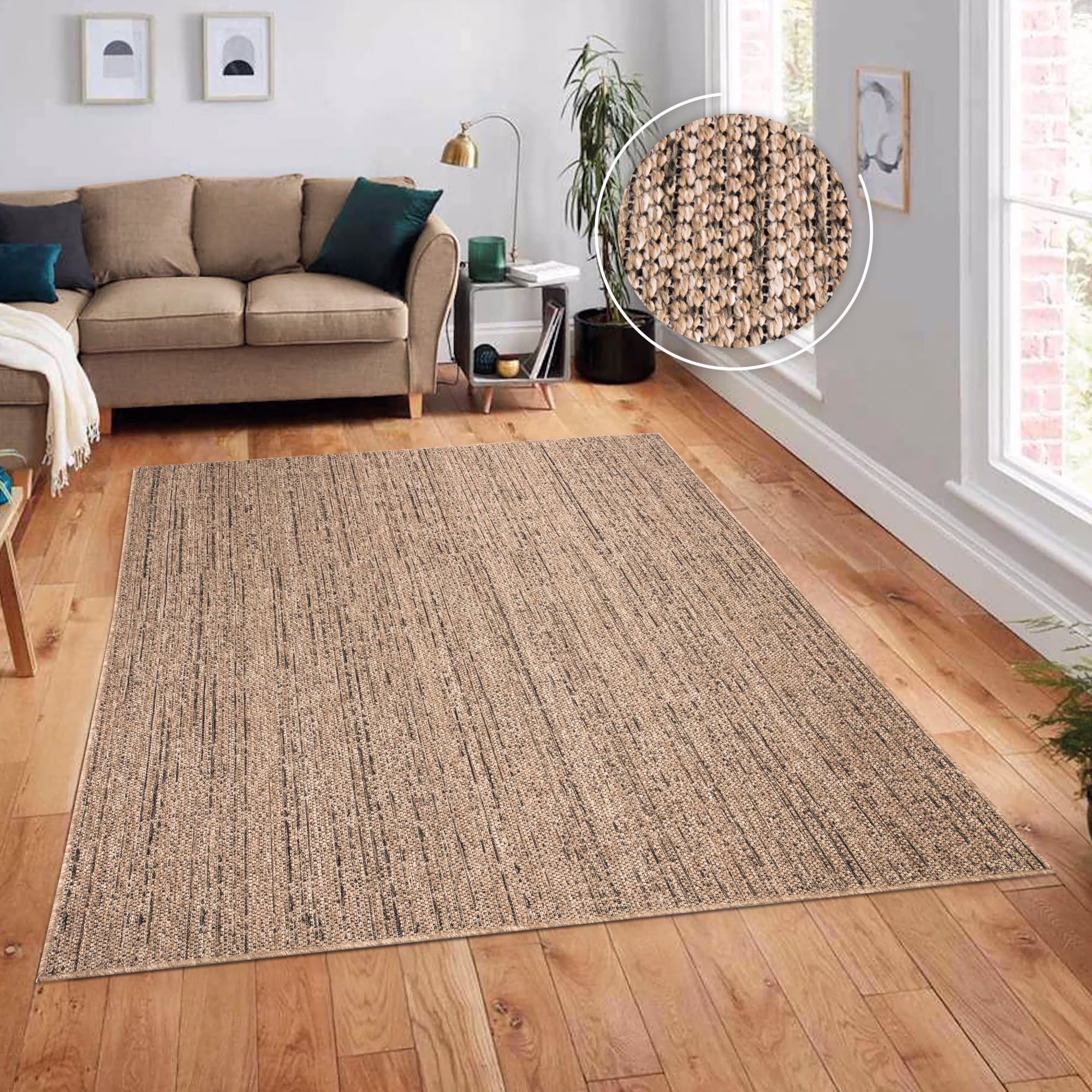 Indoor & Outdoor Rug Natural Boho Style in Beige - Image 4