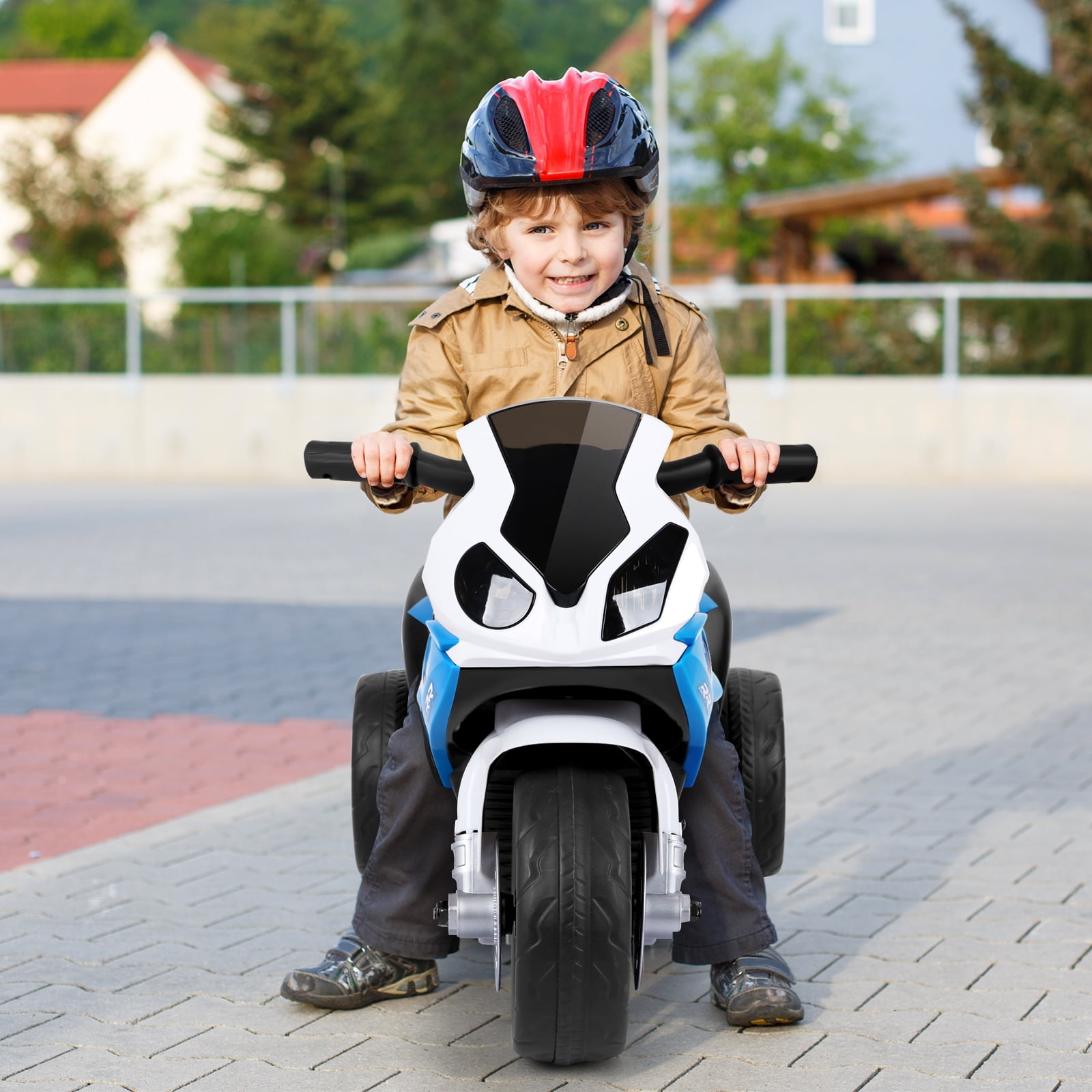 Costway Kids Ride On Motorcycle BMW Licensed 6V Electric 3 Wheels Bicycle Music & Light Blue - Image 6