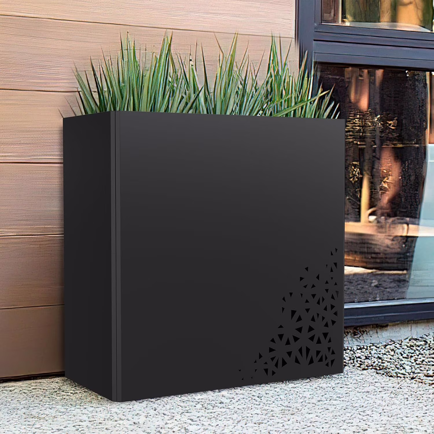 24 Inch Tall Planter Box 24Hx24Lx12W Galvanized Steel Planter with Removable Insert Shelf | Durable Rectangular Planters for Porch, Patio, Yard, Garden (Black) - Image 4