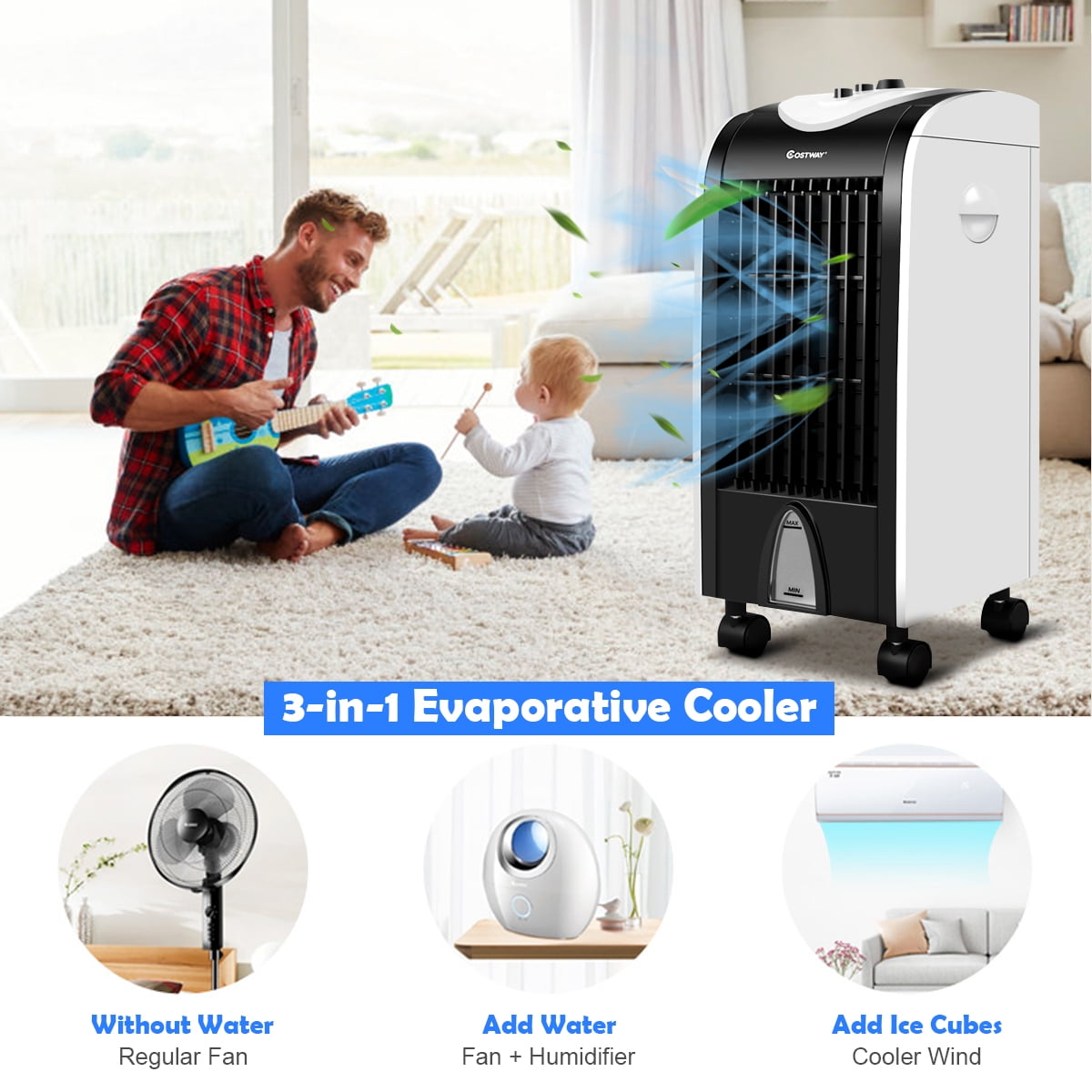 Costway Evaporative Portable Cooler Fan Humidify - Image 4