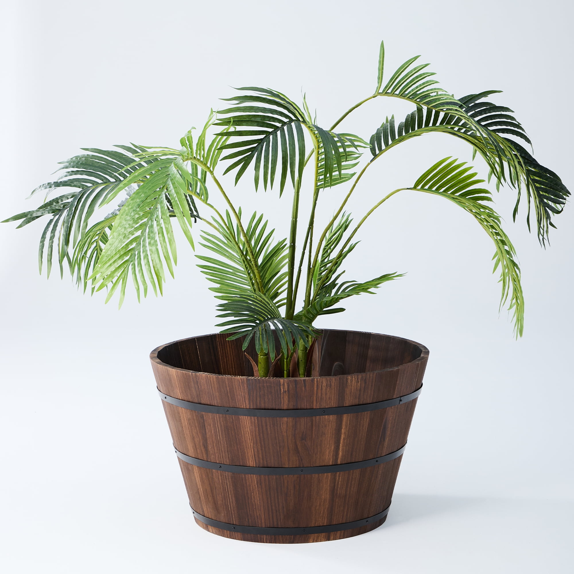 Better Homes & Gardens 26 in Wood Whiskey Barrel Planter - Image 10
