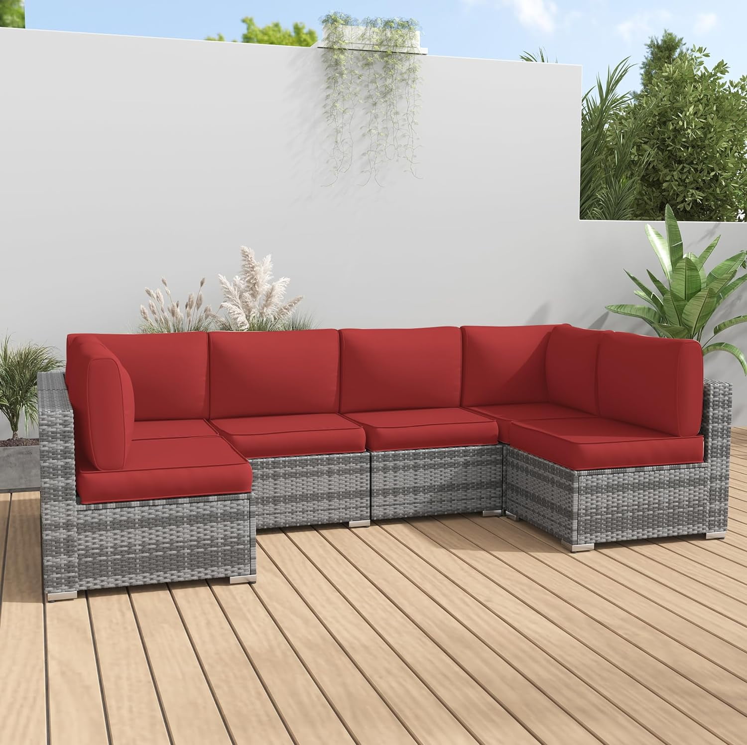 MRUAKA Outdoor Cushions for Patio Furniture Replacement, Patio Furniture Cushions, Deep Seat Patio Cushions, Patio Seat Cushions for Outdoor Sectional (Red) - Image 6