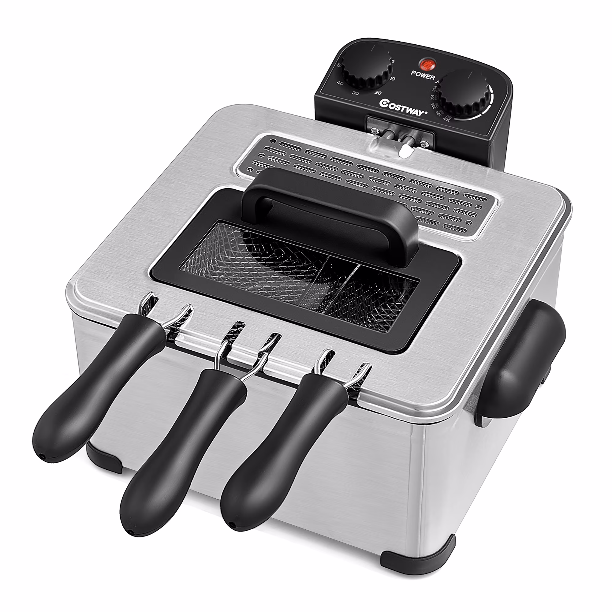 Costway Electric Deep Fryer 5.3 QT/21-Cup Stainless Steel 1700W with Triple Basket Silver - Image 9