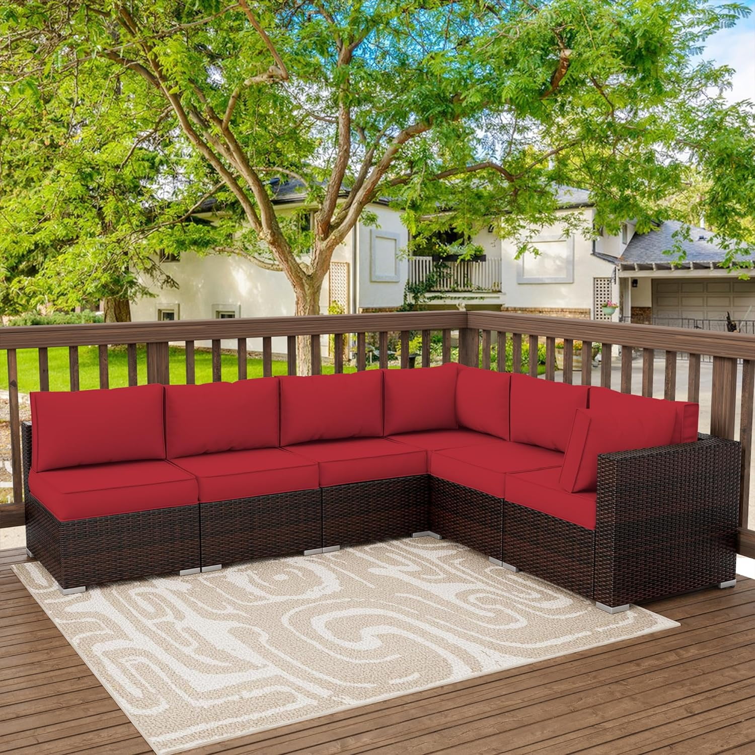 MRUAKA Outdoor Cushions for Patio Furniture Replacement, Patio Furniture Cushions, Deep Seat Patio Cushions, Patio Seat Cushions for Outdoor Sectional (Red) - Image 3