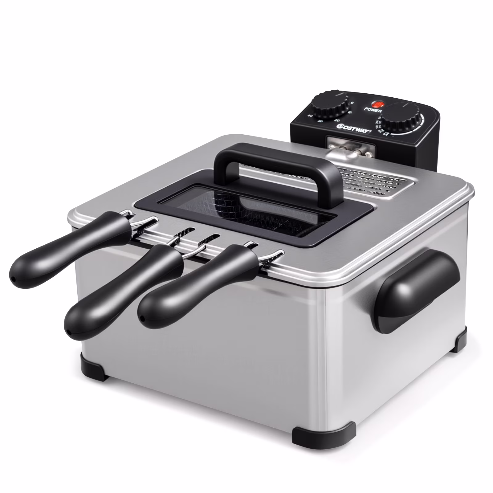 Costway Electric Deep Fryer 5.3 QT/21-Cup Stainless Steel 1700W with Triple Basket Silver - Image 4