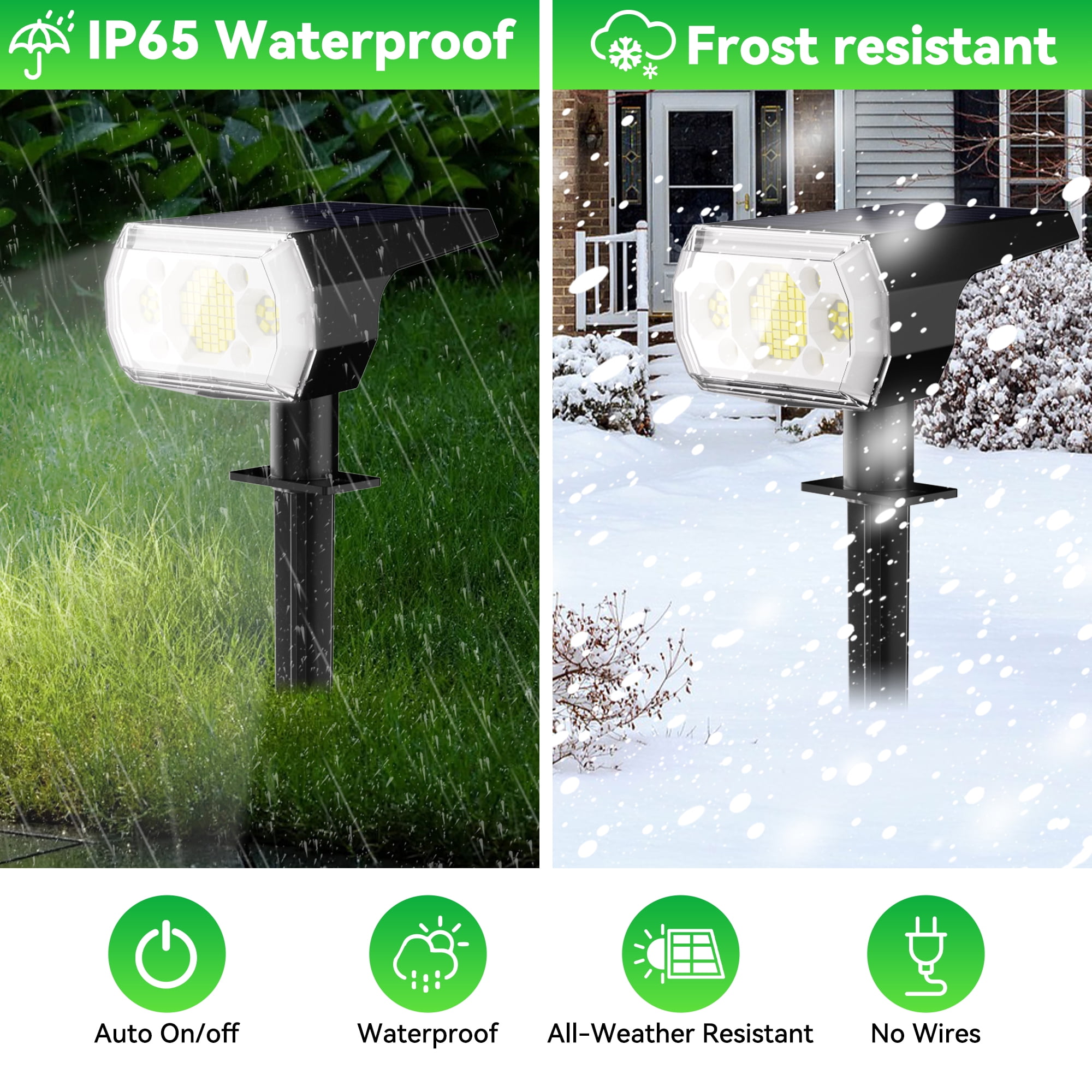 DAYBETTER Solar Lights Outdoor, IP65 Waterproof 64LEDs Solar Spot Lights with 3 Modes for Garden Yard Patio Driveway Walkway (6pack-White ) - Image 4