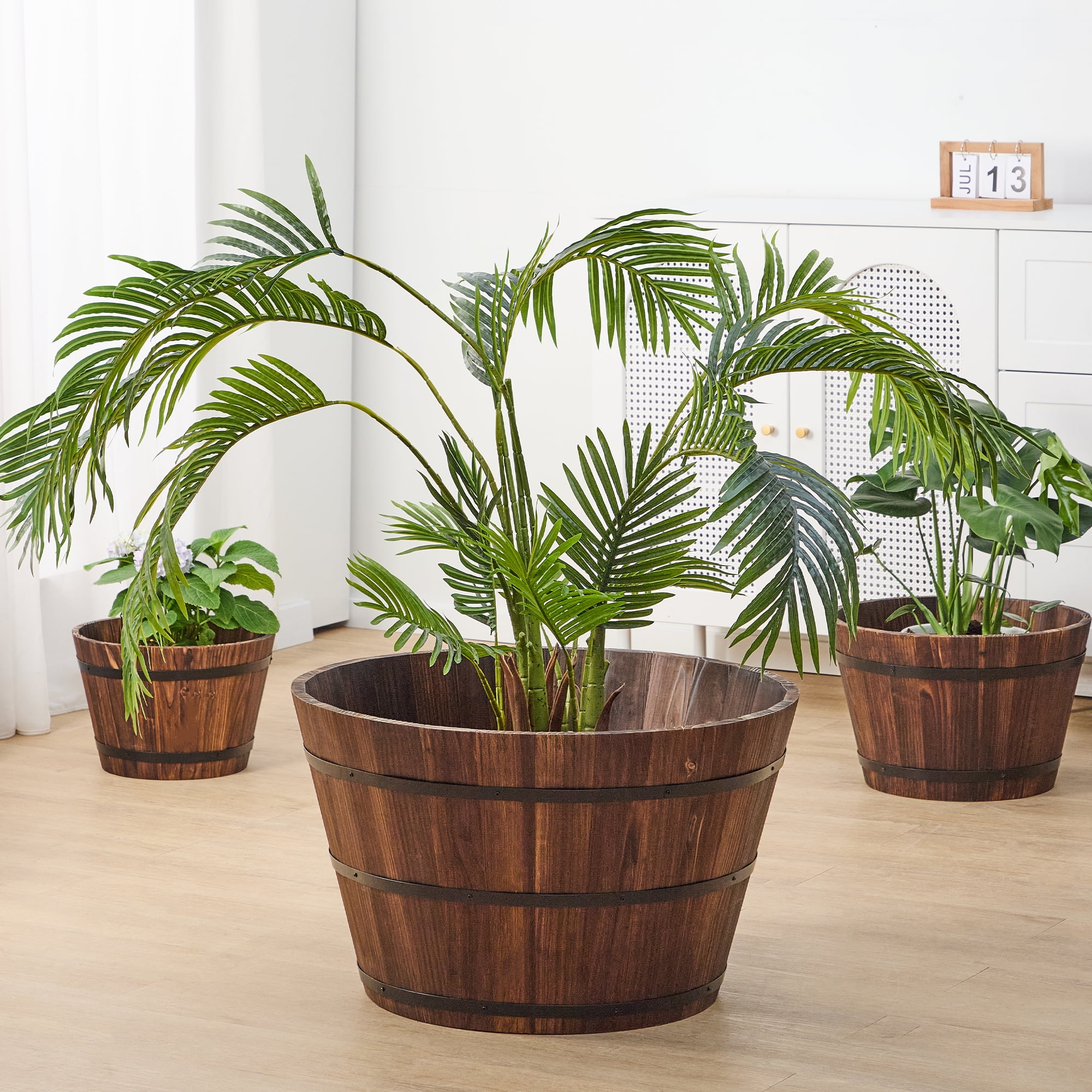 Better Homes & Gardens 26 in Wood Whiskey Barrel Planter - Image 5