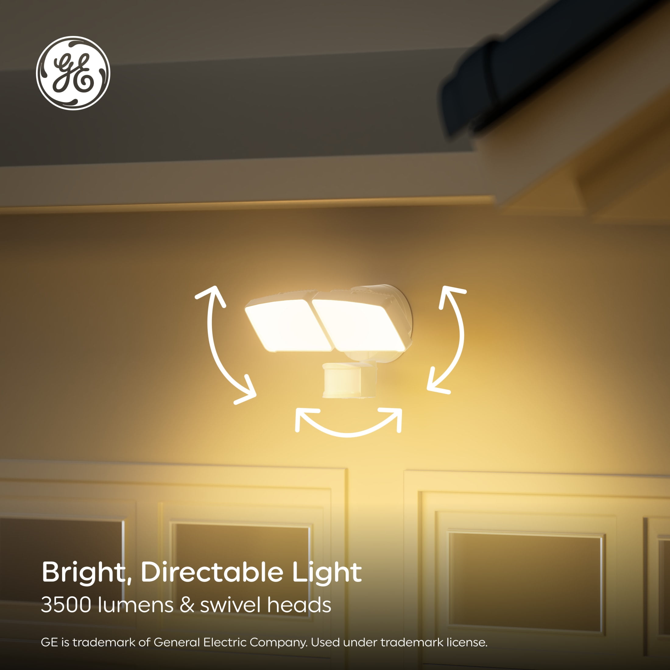 GE Outdoor Security LED Floodlights, Adjustable 2-Head Light with Motion & Dusk to Dawn Sensor, Hardwired, 3500 Lumens - Image 10