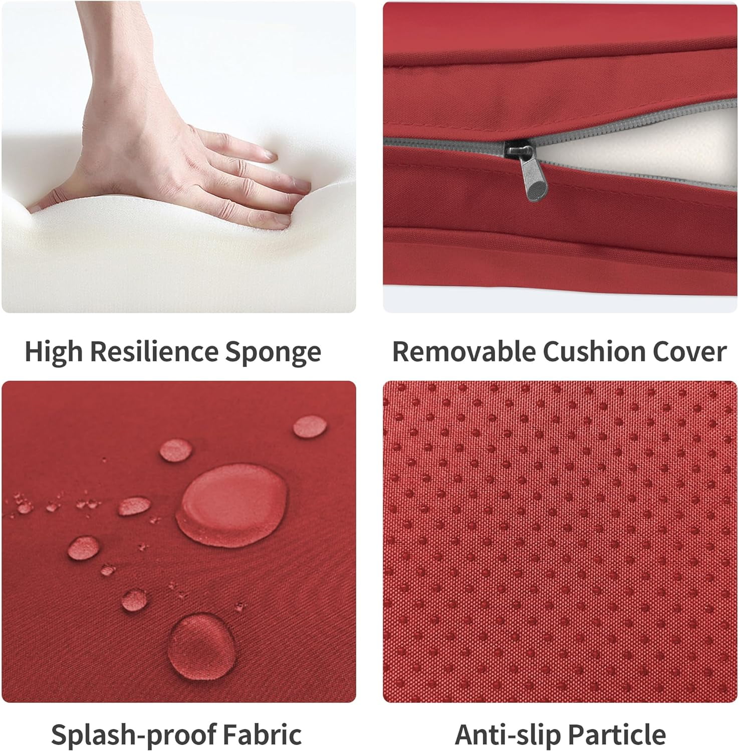 MRUAKA Outdoor Cushions for Patio Furniture Replacement, Patio Furniture Cushions, Deep Seat Patio Cushions, Patio Seat Cushions for Outdoor Sectional (Red) - Image 8