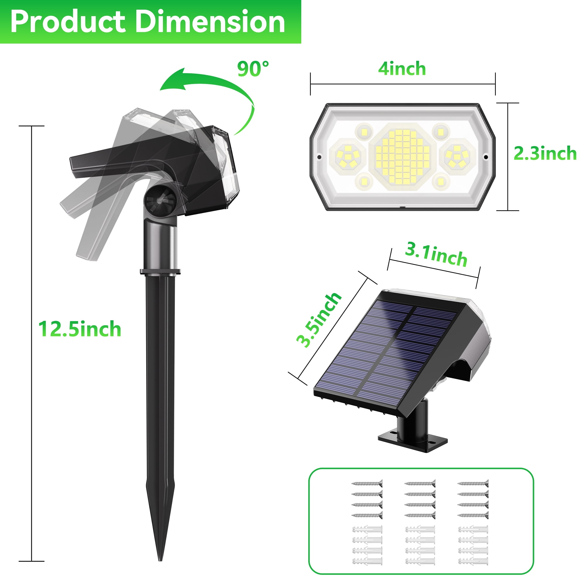 DAYBETTER Solar Lights Outdoor, IP65 Waterproof 64LEDs Solar Spot Lights with 3 Modes for Garden Yard Patio Driveway Walkway (6pack-White ) - Image 7