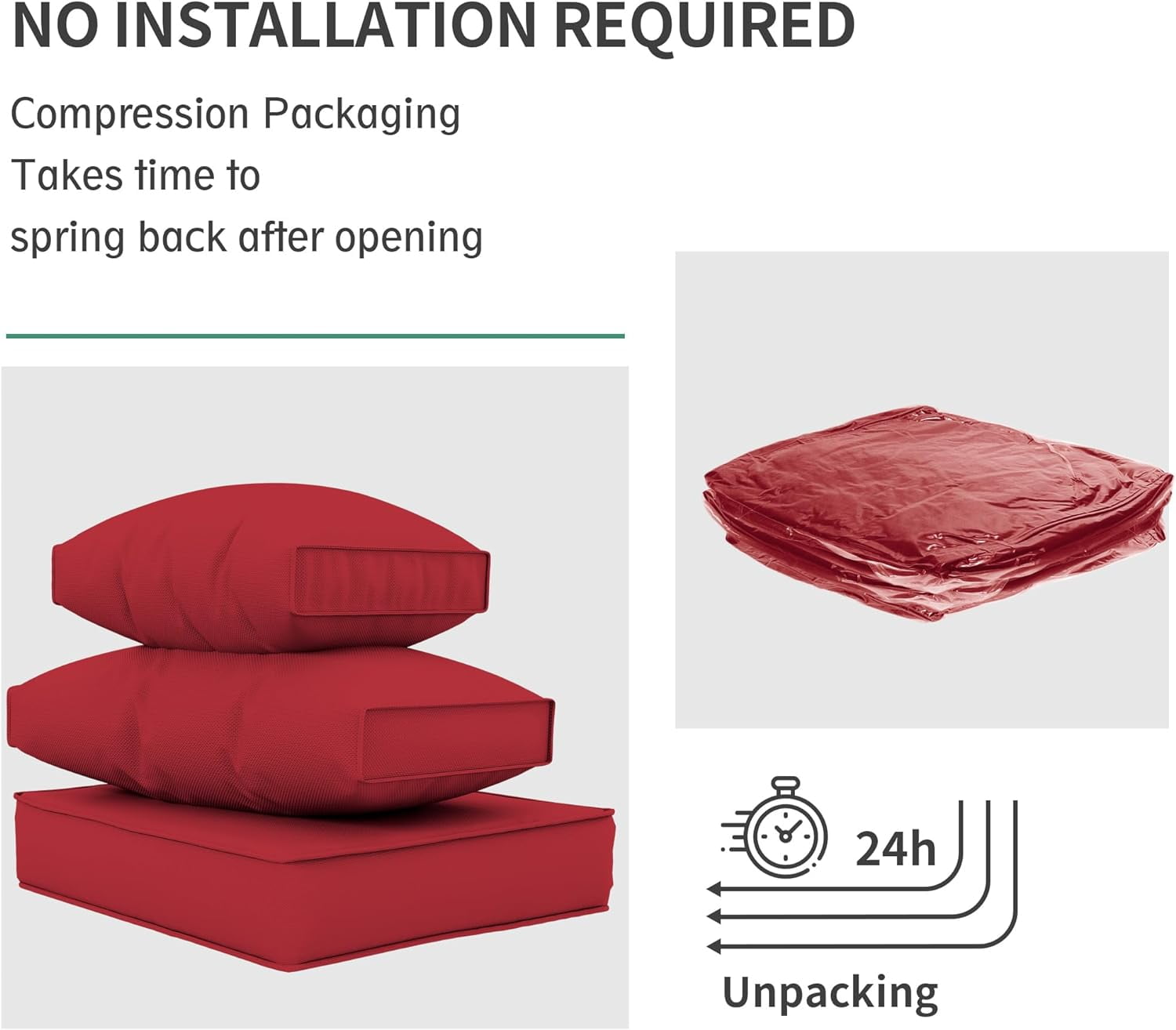 MRUAKA Outdoor Cushions for Patio Furniture Replacement, Patio Furniture Cushions, Deep Seat Patio Cushions, Patio Seat Cushions for Outdoor Sectional (Red) - Image 4