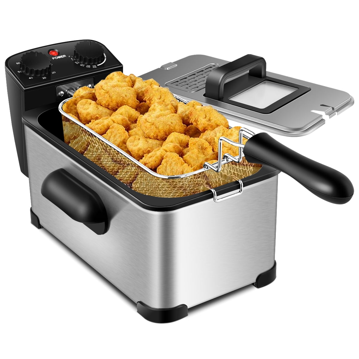 Costway Electric Deep Fryer 3.2 QT/12-Cup Stainless Steel 1700W with Frying Basket Silver