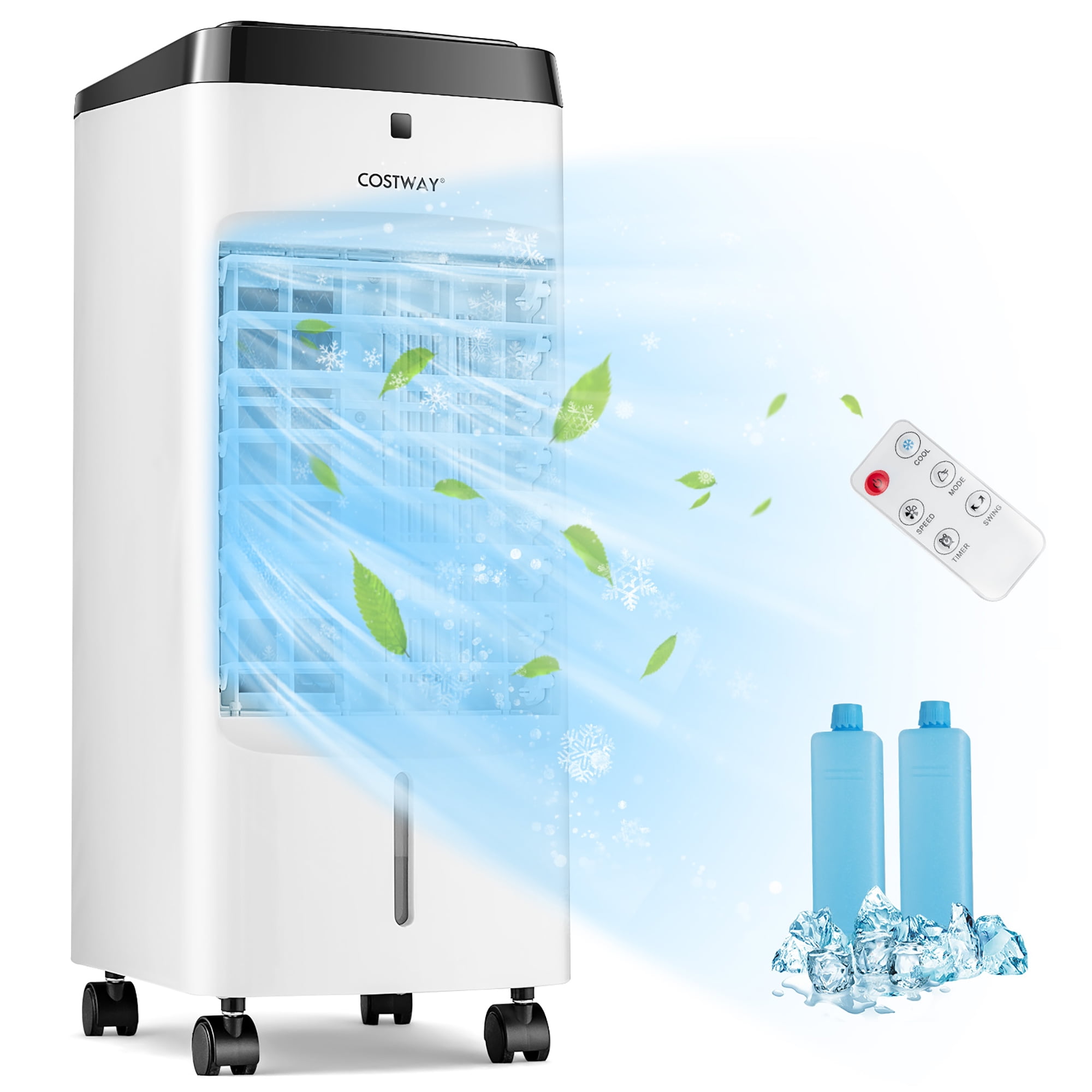 Costway 4-in-1 Evaporative Air Cooler w/ Fan & Humidifier Remote Control Ice Packs