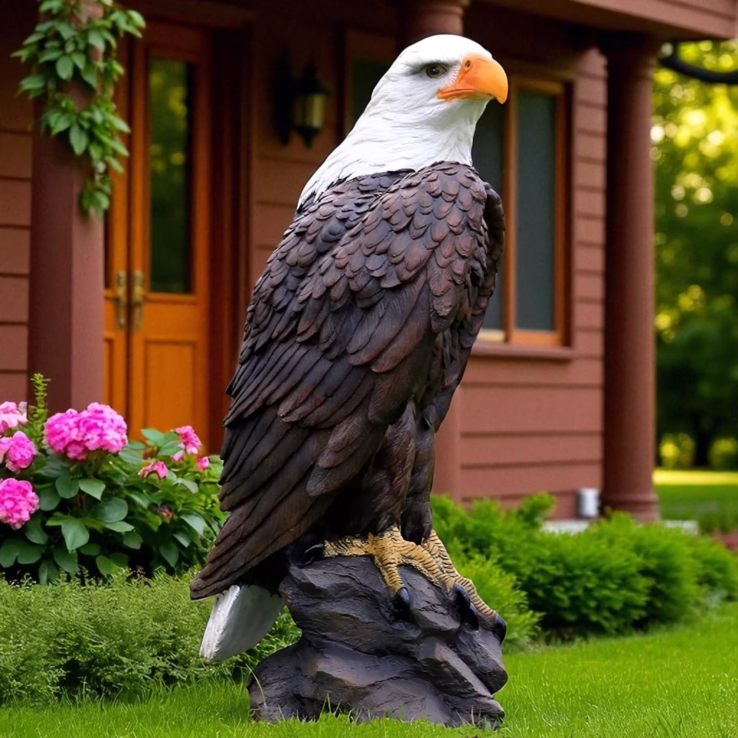 Ur Home Decor LLC 24" Concrete American Bald Eagle Garden Statue
